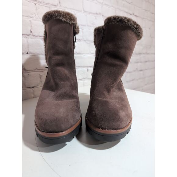 Naturalizer Women's Valene Brown Suede Heeled Booties Ankle Boot Size 8 Faux Fur - Picture 6 of 15